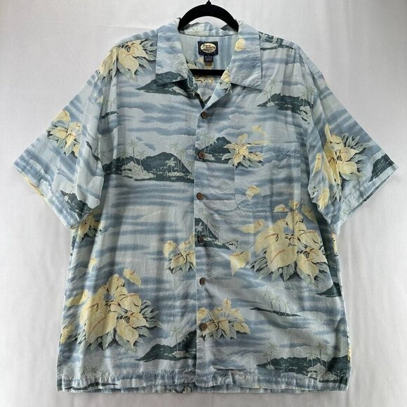 Tommy Bahama Other - Tommy Bahama Hawaiian Shirt Mens Sz L Island Tropical Camp Button Down Blue VTG